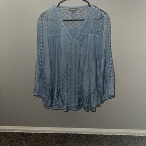 Style & Co. Light Blue Lace Blouse